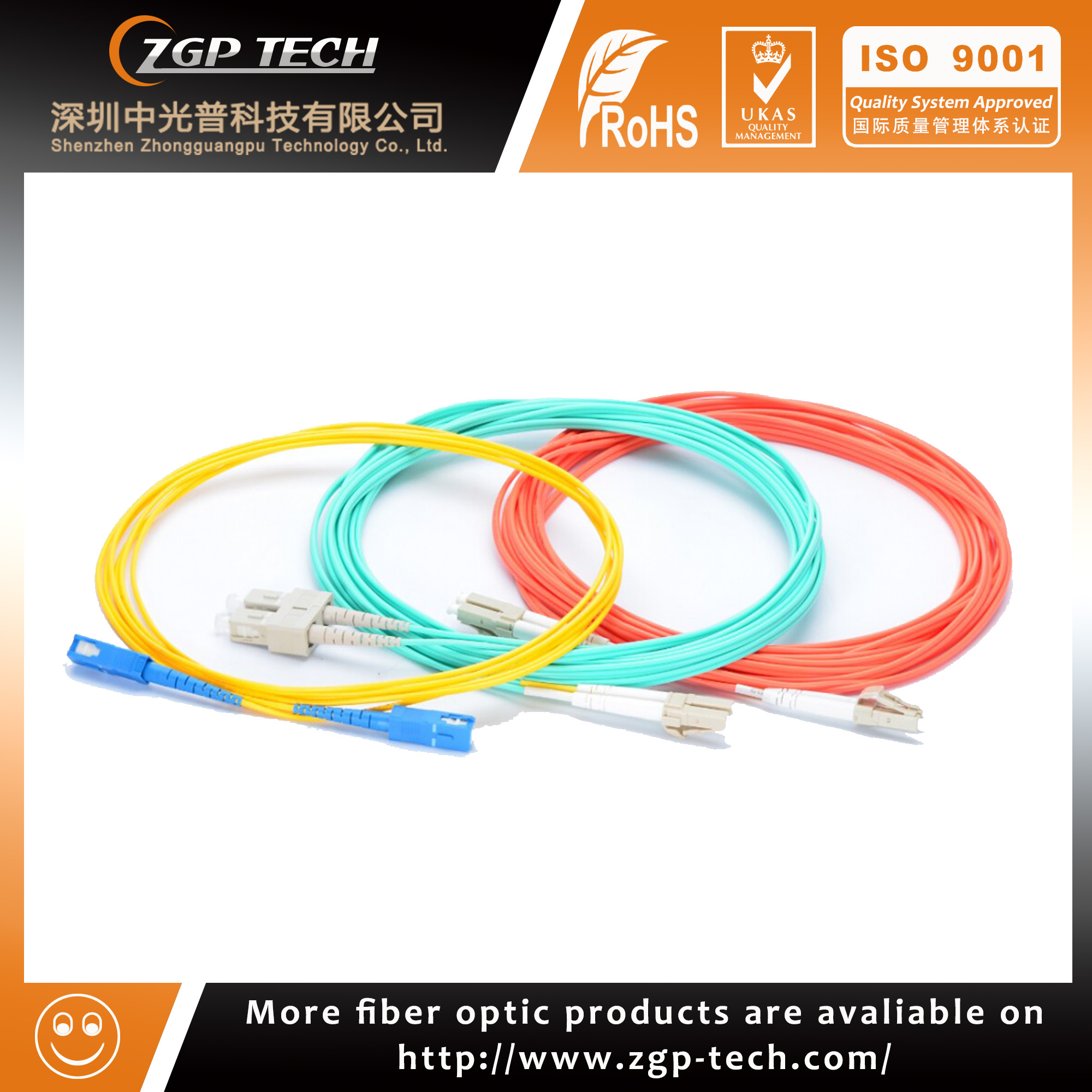  FC/UPC to FC/LC/ST/SC SM simplex G652D 2.0/3.0mm Optical fiber pigtail patch cord PVC LSZH