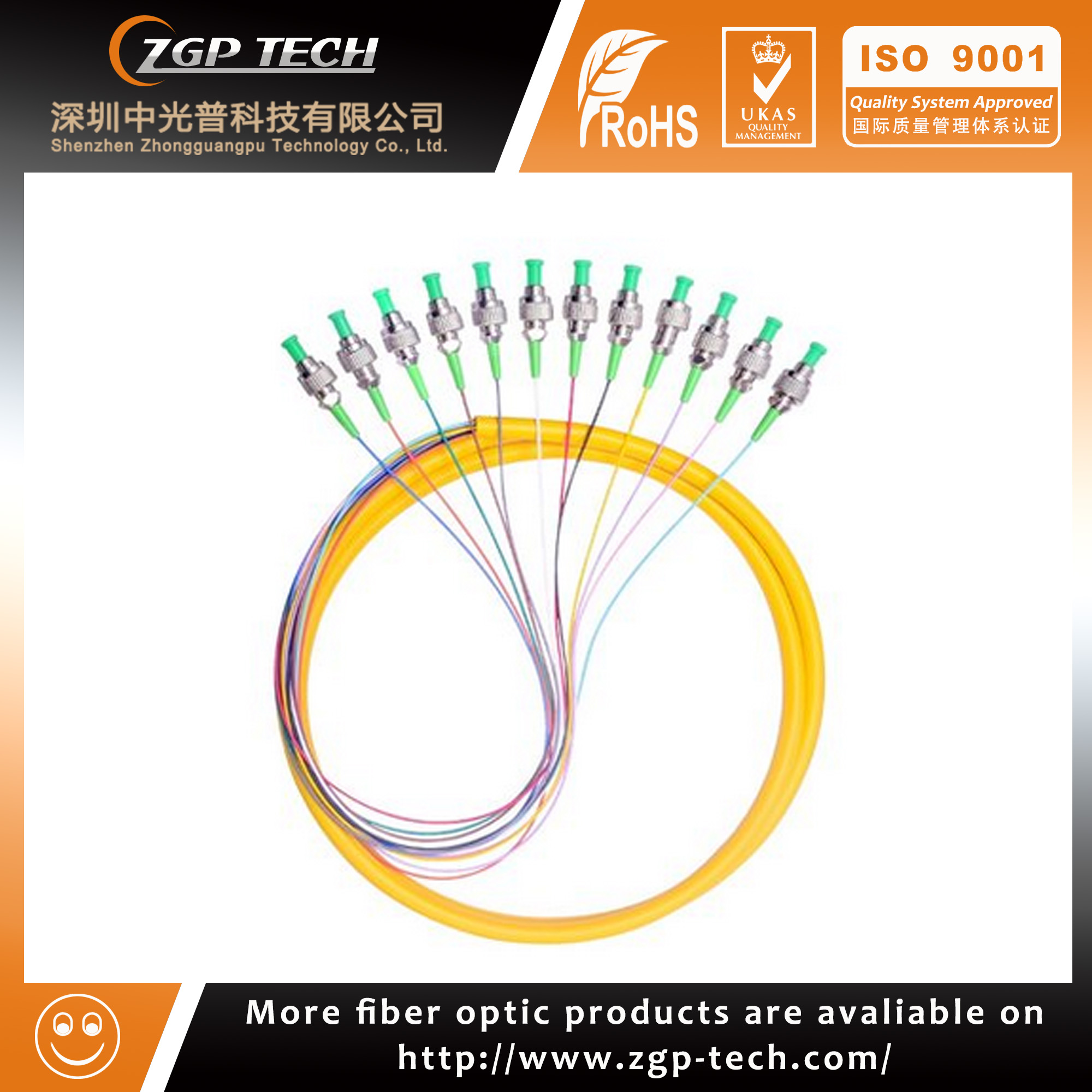 Pigtails PVC LSZH 10m FC/UPC to FC/UPC SM simplex G652D 2.0/3.0mm Optical fiber pigtail patch cord